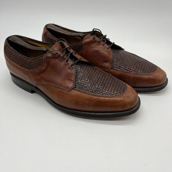Allen Edmonds Brown Leather Basket Weave Lace Up Oxfords US Men Sz‎ 9 D  #2554 - Picture 1 of 10